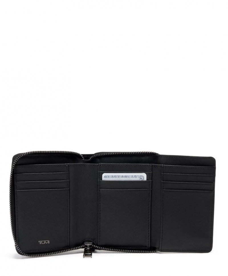 Portefeuille TUMI Tri-Fold Zip-Around Noir Argent |LTJG-72583700