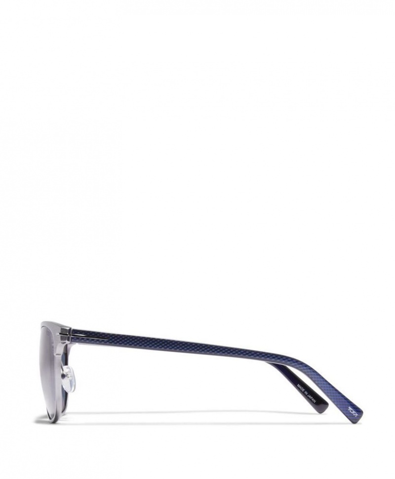 Lunette de Soleil TUMI 009 Square Flex Hinge 55mm Argent Bleu Marine |RWCZ-56392062