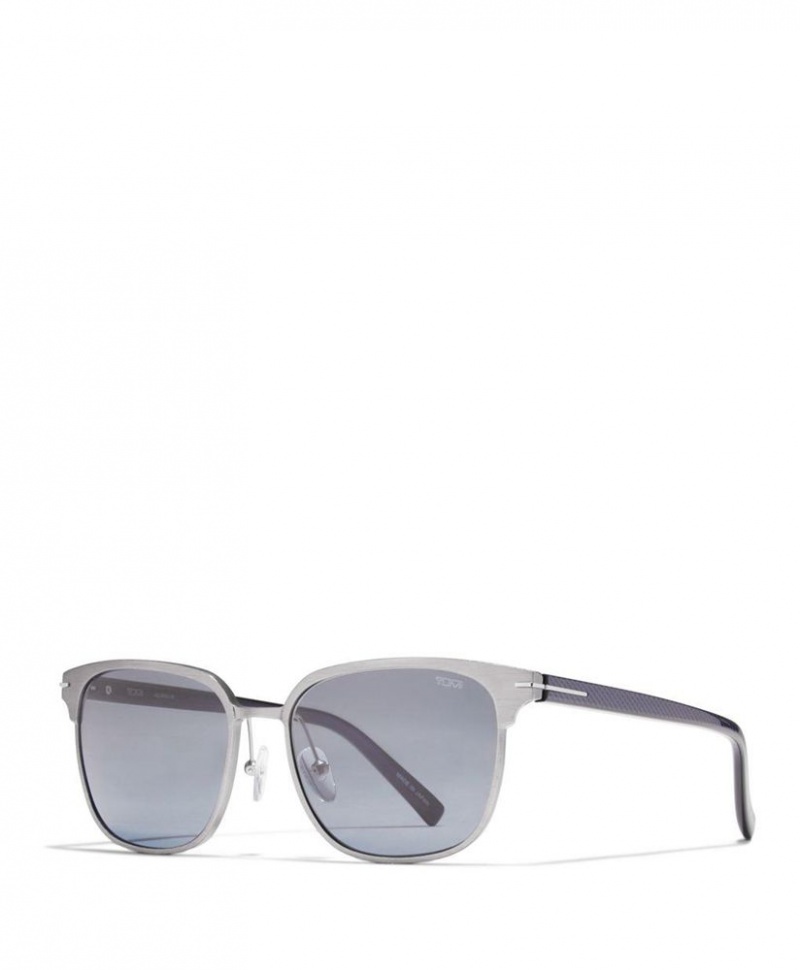 Lunette de Soleil TUMI 009 Square Flex Hinge 55mm Argent Bleu Marine |RWCZ-56392062